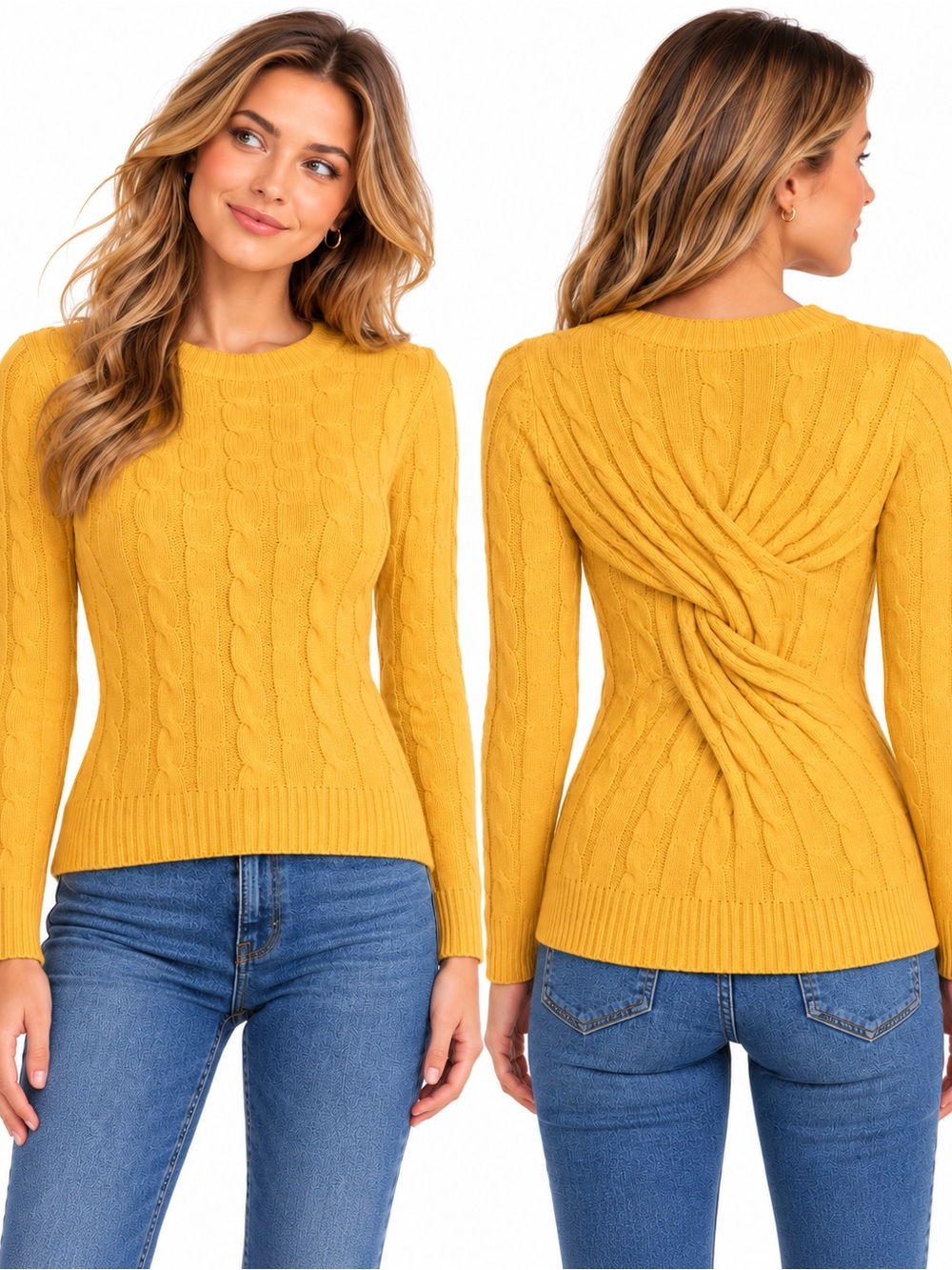 English Factory Dandelion Cable Knit Twist Back Sweater XS NWT